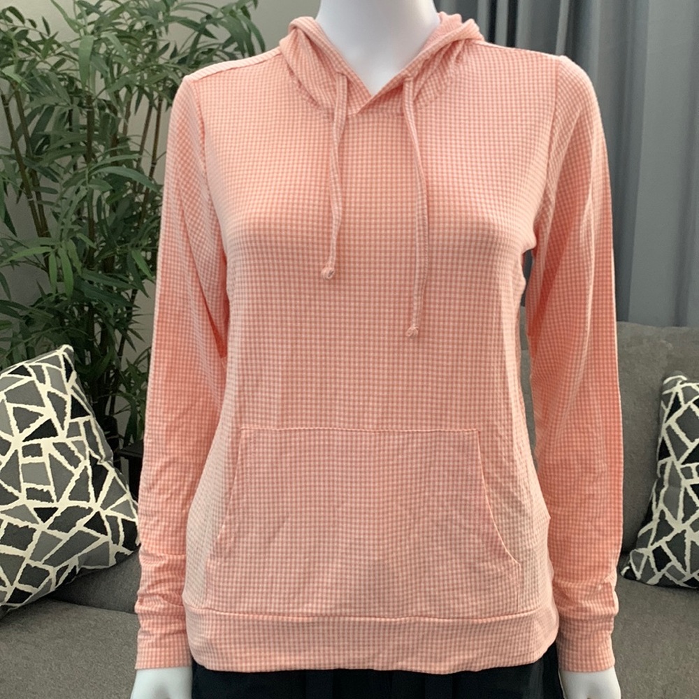 NWT Weatherproof Vintage Ladies Gingham Hoodie, Small, Dusty Pink